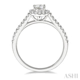 3/8 Ctw Diamond Ladies Engagement Ring with 1/4 Ct Oval Cut Center Stone in 14K White Gold