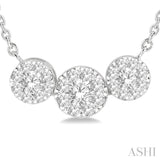 1/3 Ctw Triple Circle Lovebright Round Cut Diamond Necklace in 14K White Gold