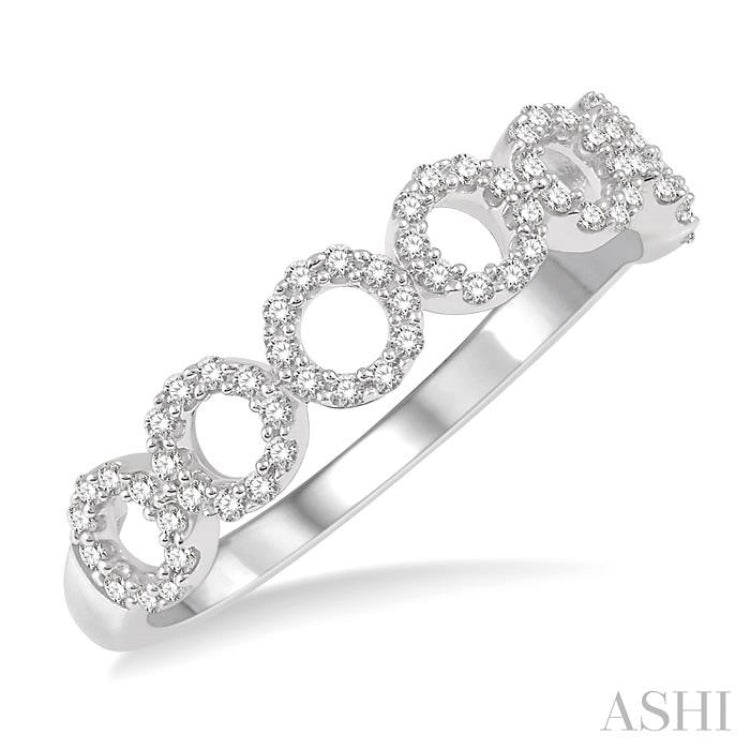 1/4 ctw Circular Row Round Cut Diamond Stackable Band in 10K White Gold