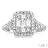 1 ctw Baguette & Round Cut Fusion Diamond Ring in 14K White Gold