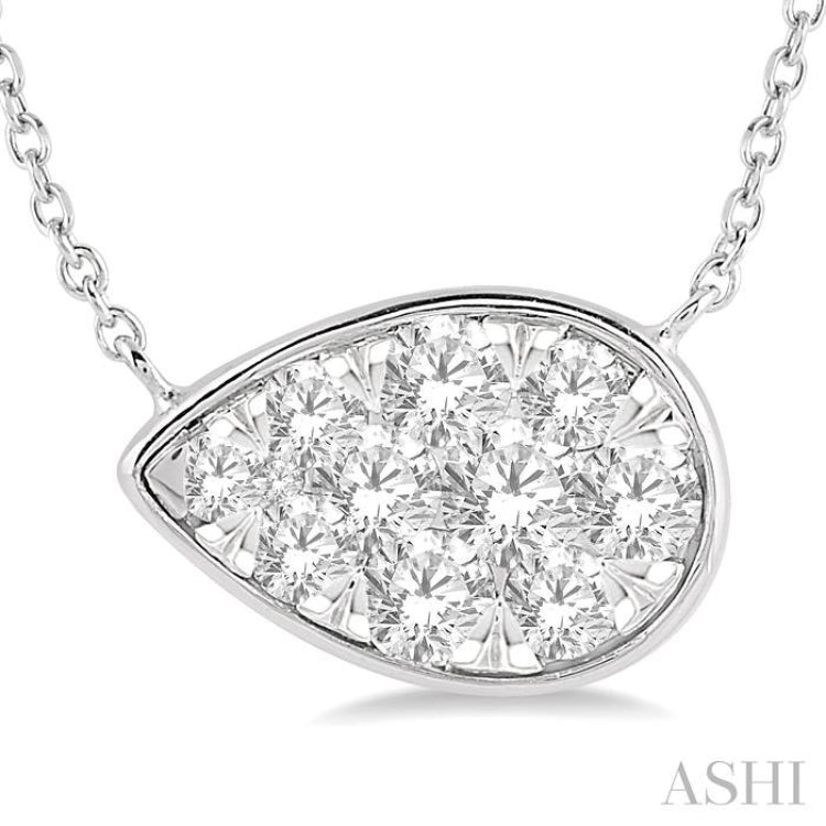 1/2 Ctw Pear Shape Lovebright Diamond Necklace in 14K White Gold