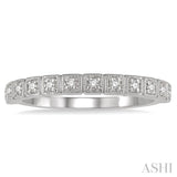 1/10 ctw Square Mount Round Cut Diamond Stackable Band in 14K White Gold