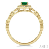 1/6 ctw Oval Shape 6x4mm Emerald & Round Cut Diamond Precious Ring in 10K Yellow Gold