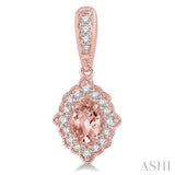 1/4 Ctw Oval Shape 5x3mm Morganite & Round Cut Diamond Semi Precious Earrings in 10K Rose Gold