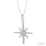 1/6 Ctw Round Cut Diamond Star Pendant With Chain in 10K White Gold