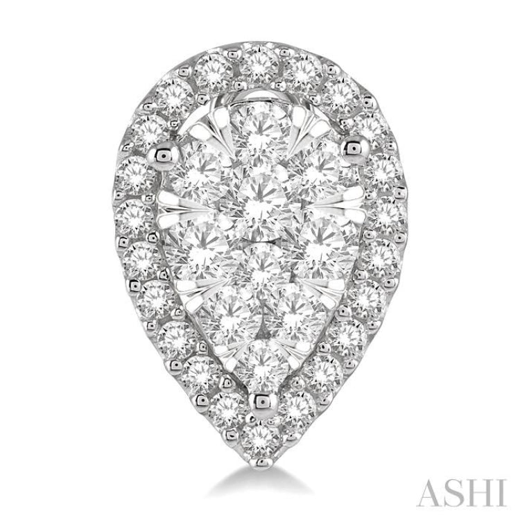 1 ctw Pear Shape Lovebright Diamond Stud Earrings in 14K White Gold