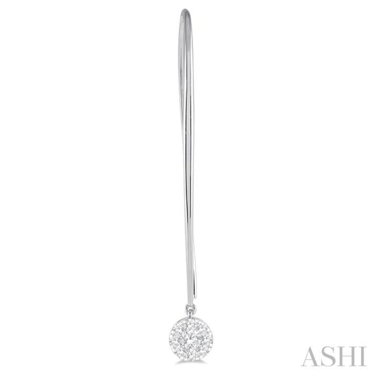 1/2 Ctw Round Dangler Lovebright Diamond Earrings in 14K White Gold
