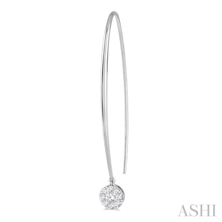 1/2 Ctw Round Dangler Lovebright Diamond Earrings in 14K White Gold