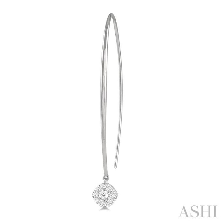 1/3 Ctw Cushion Shape Lovebright Round Cut Diamond Earring in 14K White Gold