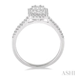3/8 Ctw Emerald Shape fusion Diamond Ring in 14K White Gold