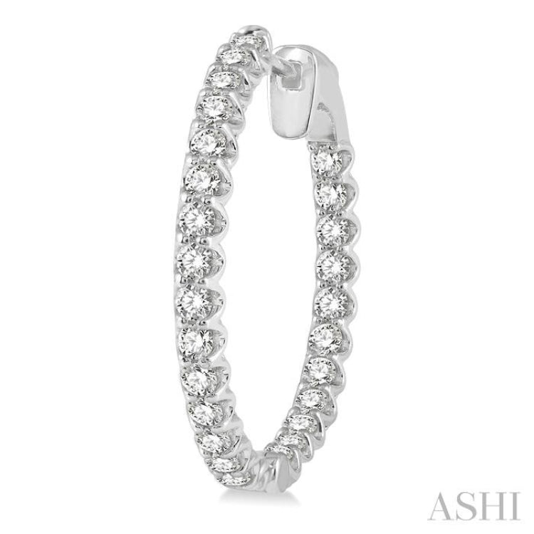 2.00 ctw Inside-Out Round Cut Diamond Hoop Earrings in 14K White Gold