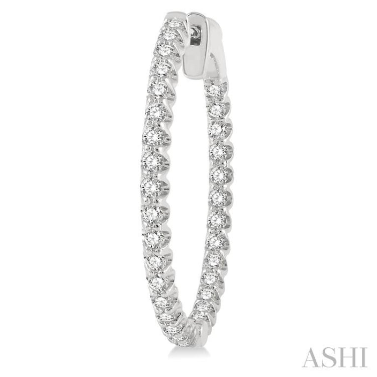 1.00 ctw Inside-Out Round Cut Diamond Hoop Earrings in 14K White Gold