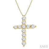 1 ctw Round Cut Diamond Cross Pendant in 14K Yellow Gold with Chain