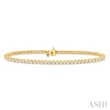 2 ctw Square Shape Round Cut Diamond Tennis Bracelet in 14K Yellow Gold