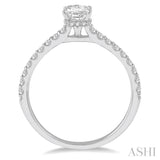 1/2 ctw Round Cut Diamond Engagement Ring With 1/4 ctw Princess Cut Center Stone in 14K White Gold