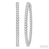 1 1/2 ctw Inside-Out Round Cut Diamond Oval Shape Hoop Earrings in 14K White Gold