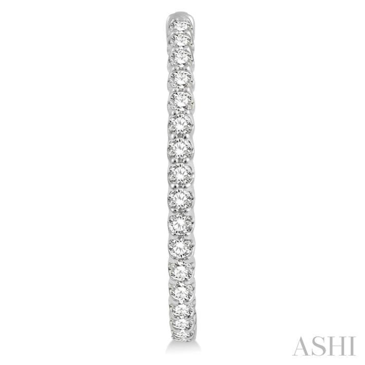 3 ctw Inside-Out Round Cut Diamond Oval Shape Hoop Earrings in 14K White Gold
