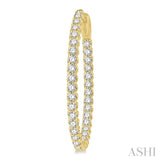 2 ctw Inside-Out Round Cut Diamond Oval Shape Hoop Earrings in 14K Yellow Gold