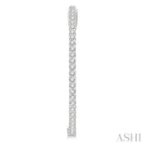 1 ctw Inside-Out Round Cut Diamond Oval Shape Hoop Earrings in 14K White Gold