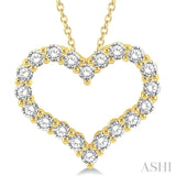 2 Ctw Heart Shape Round Cut Diamond Pendant With Chain in 14K Yellow Gold