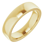 14K White 6 mm Wheat Pattern Band Size 10