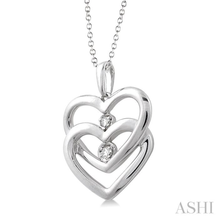 1/20 ctw Round Cut Diamond Heart Pendant in Sterling Silver with Chain