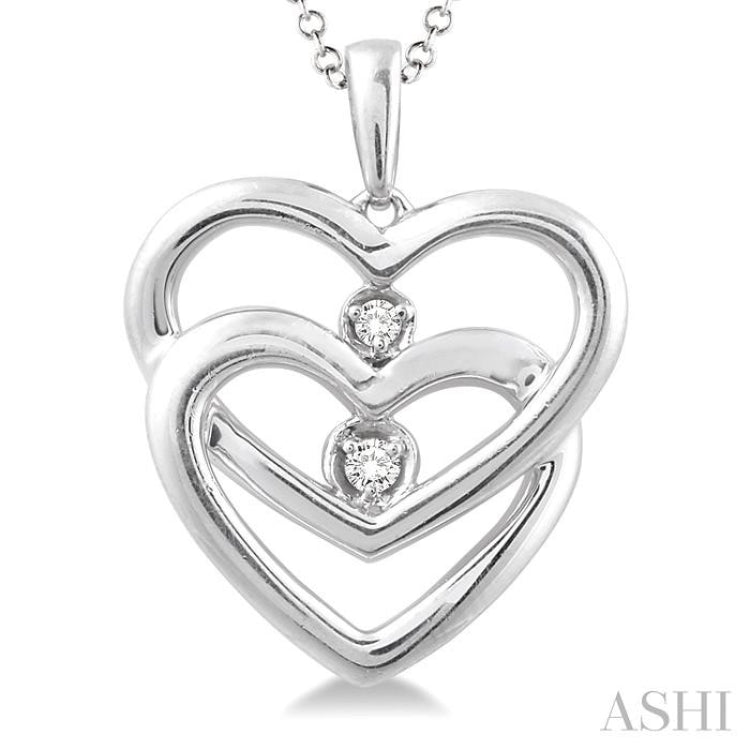 1/20 ctw Round Cut Diamond Heart Pendant in Sterling Silver with Chain