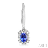 5x3 MM Oval Cut Tanzanite and 1/6 Ctw Round Cut Diamond Earrings in 14K White Gold