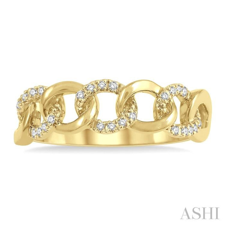 1/10 ctw Curb Round Cut Diamond Ladies Ring in 14K Yellow Gold
