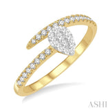1/4 Ctw Open-End Pear Mount Lovebright Round Cut Diamond Ladies Ring in 14K Yellow and White Gold