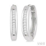 1/10 Ctw Inlay Petite Baguette Diamond Huggie Earrings in 10K White Gold