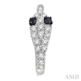 1/4 ctw Serpent Head With Black Diamond Eyes Round Cut Diamond Huggie Earrings in 10K White Gold