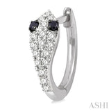 1/4 ctw Serpent Head With Black Diamond Eyes Round Cut Diamond Huggie Earrings in 10K White Gold