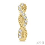 1/10 ctw Split & Twisted Rope and Round Cut Diamond Huggie Earrings in 10K Yellow Gold
