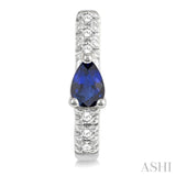 1/10 ctw 4X3MM Pear Cut Sapphire and Round Cut Diamond Huggie Earrings in 10K White Gold