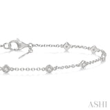 1/6 ctw Cushion Shape Mount Round Cut Diamond Station Bracelet in 10K White Gold