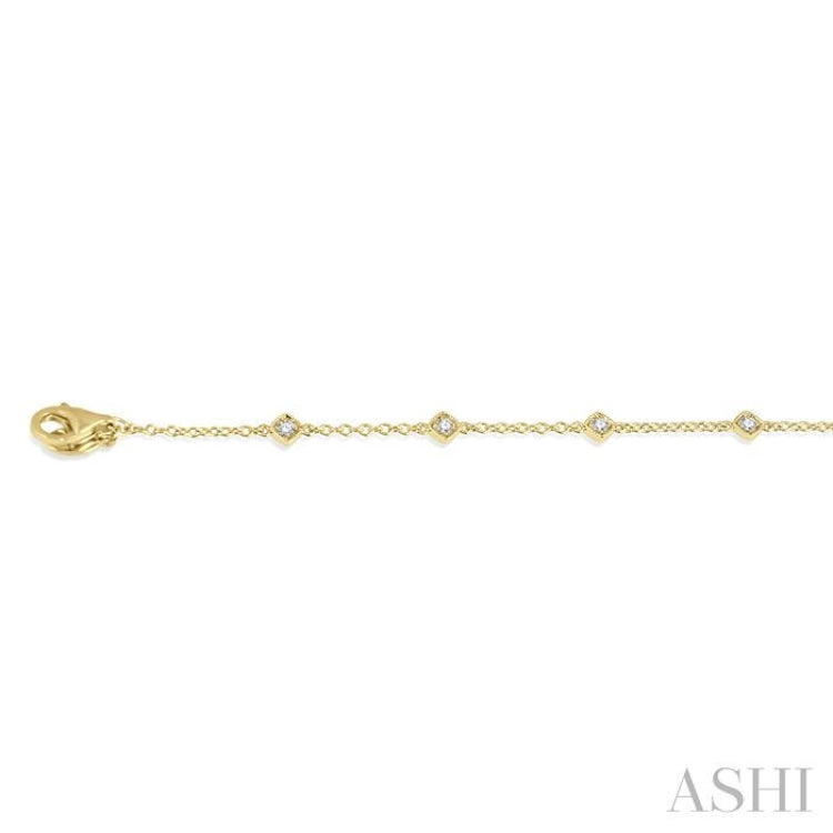 1/6 ctw Cushion Shape Mount Round Cut Diamond Station Bracelet in 10K Yellow Gold