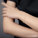 1/6 ctw Cushion Shape Mount Round Cut Diamond Station Bracelet in 10K Yellow Gold