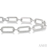 1 Ctw Round Cut Diamond Paperclip Bracelet in 14K White Gold