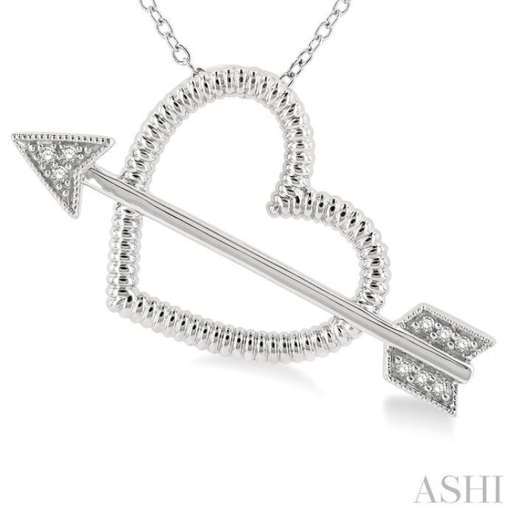 1/20 ctw Heart and Arrow Round Cut Diamond Pendant With Chain in Silver