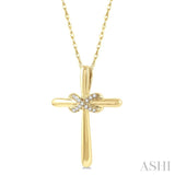 1/20 ctw Infinity Round Cut Diamond Cross Petite Pendant With Chain in 10K Yellow Gold
