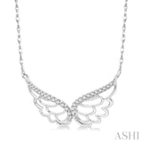 1/6 ctw Angel Wings Round Cut Diamond Necklace in 10K White Gold