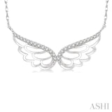 1/6 ctw Angel Wings Round Cut Diamond Necklace in 10K White Gold