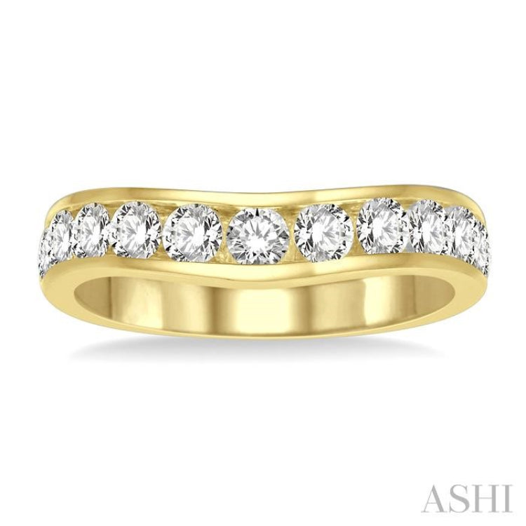 1 ctw Round Cut Diamond Inlay Wedding Band in 14K Yellow Gold