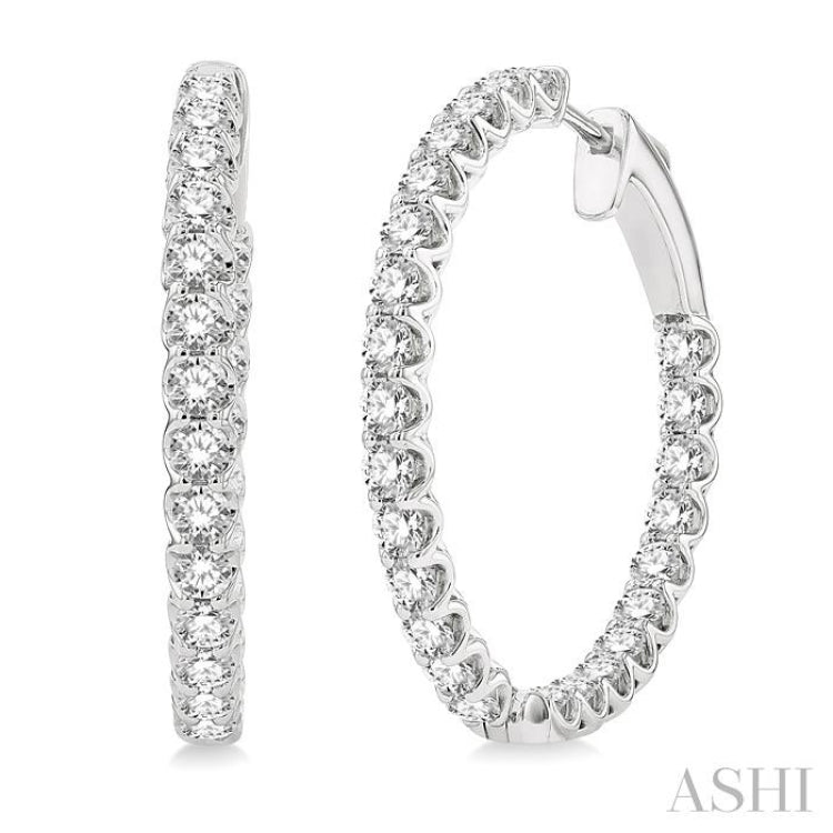 3.00 ctw Inside-Out Round Cut Diamond Hoop Earrings in 14K White Gold