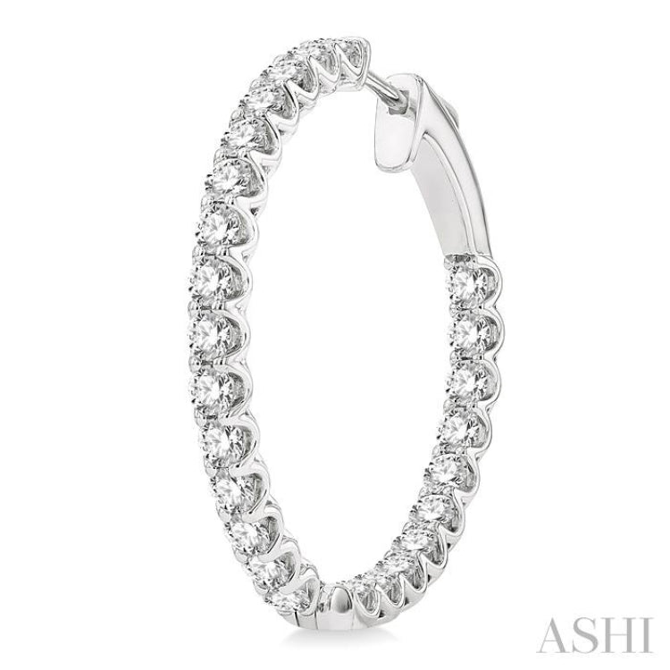 3.00 ctw Inside-Out Round Cut Diamond Hoop Earrings in 14K White Gold