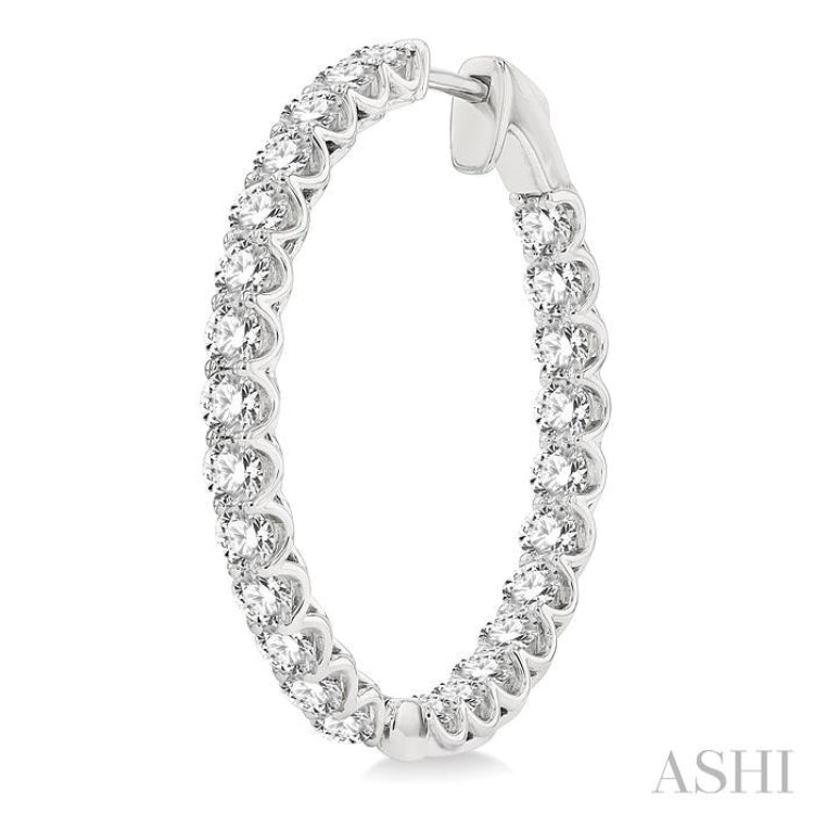 4.00 ctw Inside-Out Round Cut Diamond Hoop Earrings in 14K White Gold