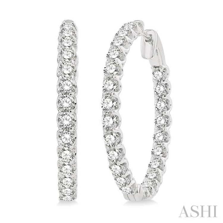 5.00 ctw Inside-Out Round Cut Diamond Hoop Earrings in 14K White Gold