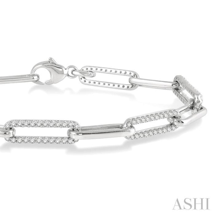 1 ctw Round Cut Diamond Paperclip Bracelet in 14K White Gold