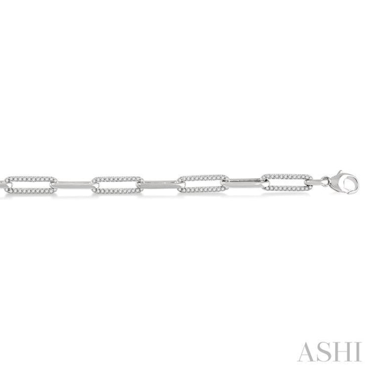 1 ctw Round Cut Diamond Paperclip Bracelet in 14K White Gold